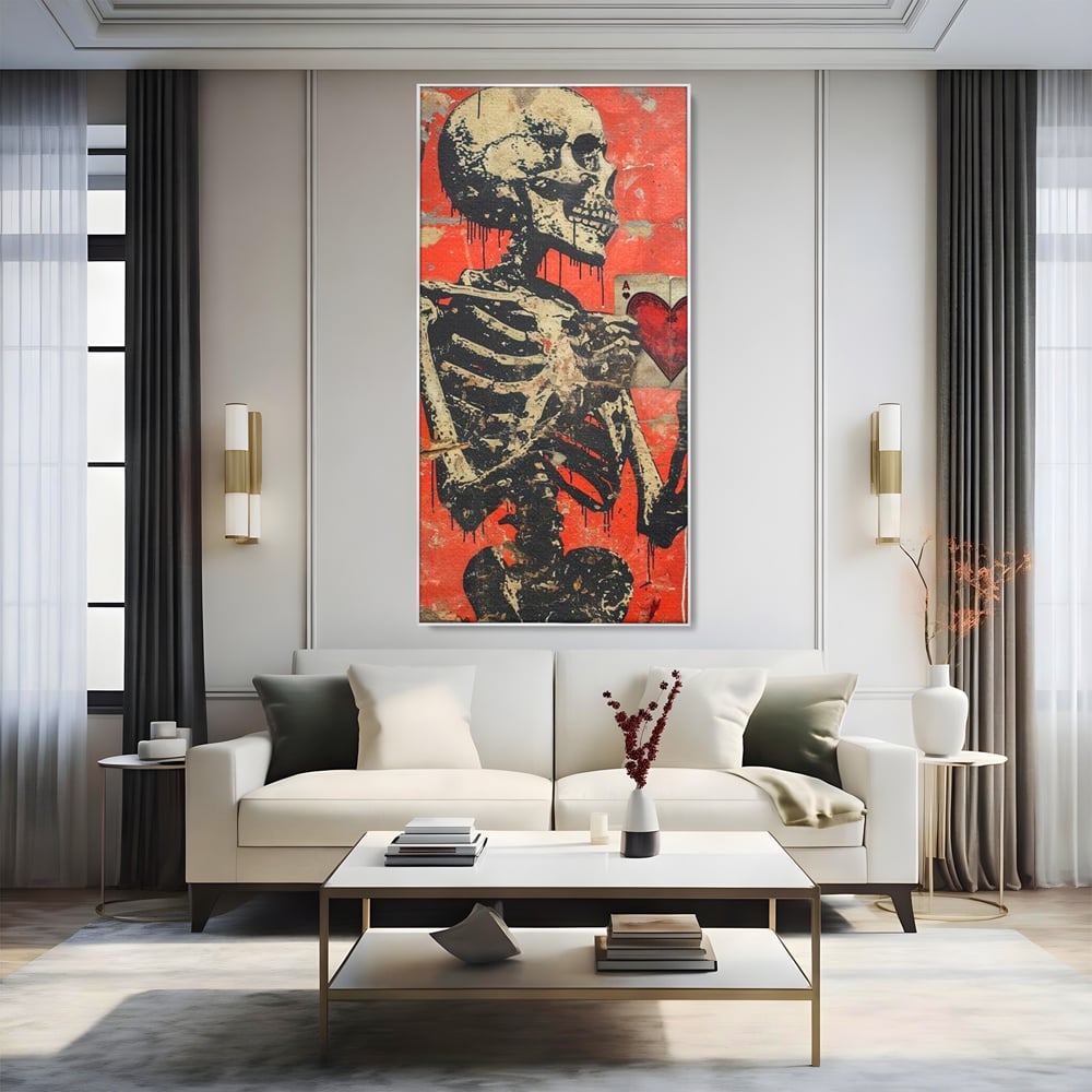 Tablou Canvas Premium LuxCanva® E1051, Asul Inimii Nemuritoare, Iubire, Vesnica, Transcendenta, Eternitate, Schelet, Living Room, Culori vibrante