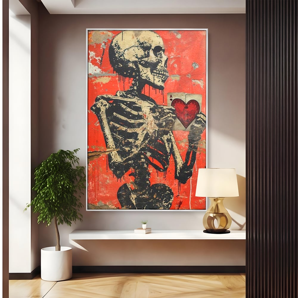Tablou Canvas Premium LuxCanva® E1051, Asul Inimii Nemuritoare, Iubire, Vesnica, Transcendenta, Eternitate, Schelet, Living Room, Culori vibrante