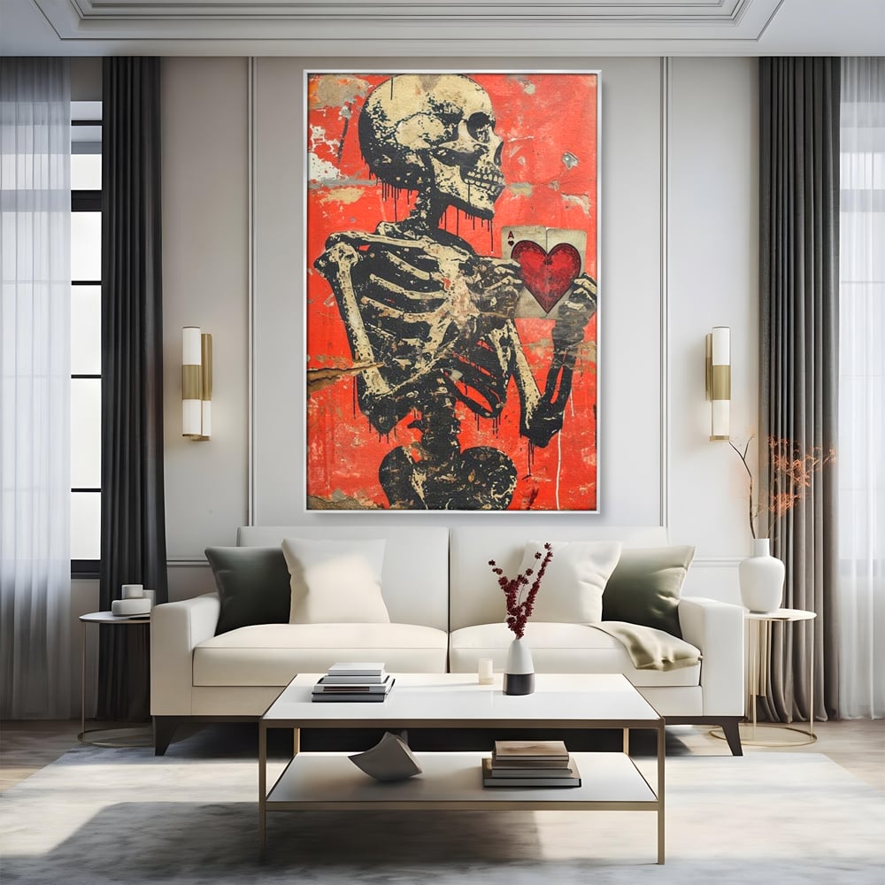 Tablou Canvas Premium LuxCanva® E1051, Asul Inimii Nemuritoare, Iubire, Vesnica, Transcendenta, Eternitate, Schelet, Living Room, Culori vibrante