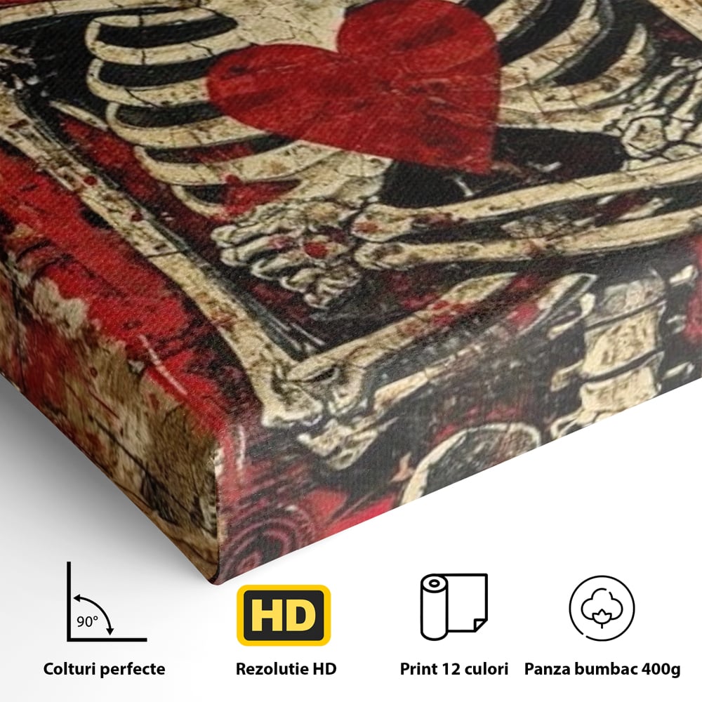 Tablou Canvas Premium LuxCanva® E1055, Regele de Inima Rosie, Carte, Joc, As, Regalitate, Putere, Living Room, Culori vibrante