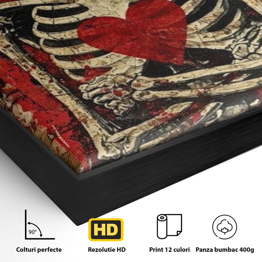 Tablou Canvas Premium LuxCanva® E1055, Regele de Inima Rosie, Carte, Joc, As, Regalitate, Putere, Living Room, Culori vibrante