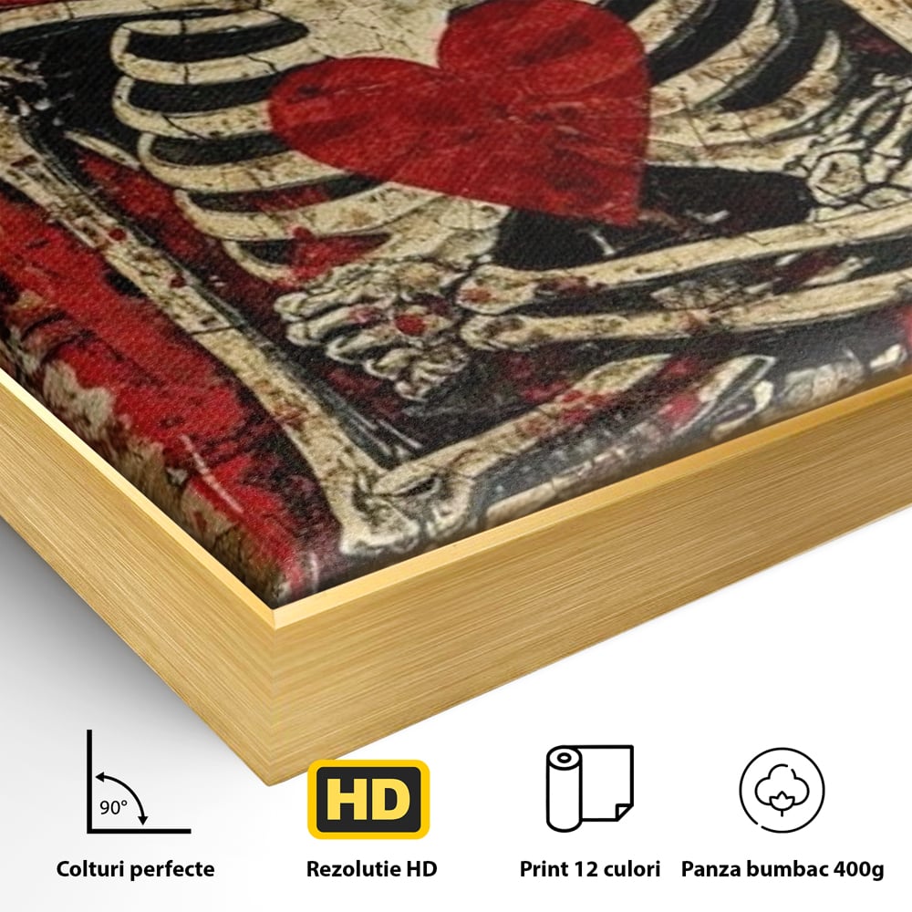 Tablou Canvas Premium LuxCanva® E1055, Regele de Inima Rosie, Carte, Joc, As, Regalitate, Putere, Living Room, Culori vibrante