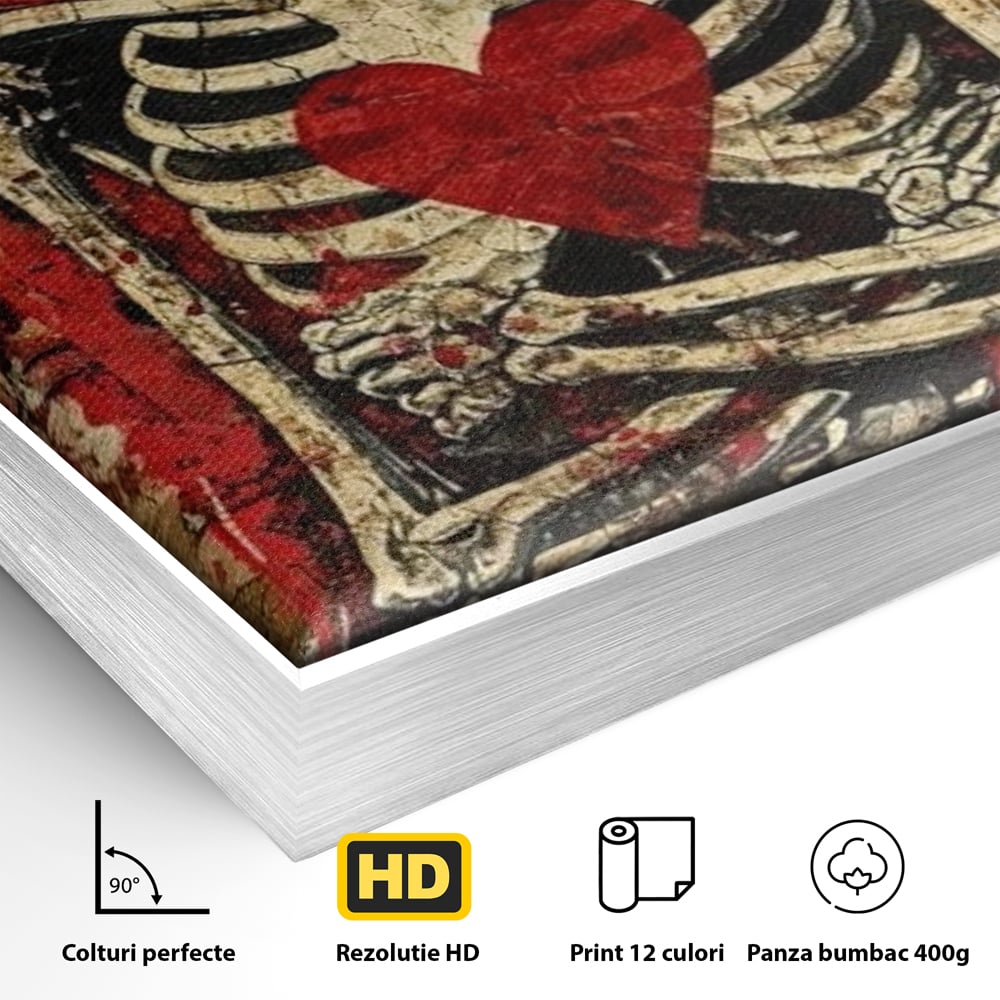 Tablou Canvas Premium LuxCanva® E1055, Regele de Inima Rosie, Carte, Joc, As, Regalitate, Putere, Living Room, Culori vibrante