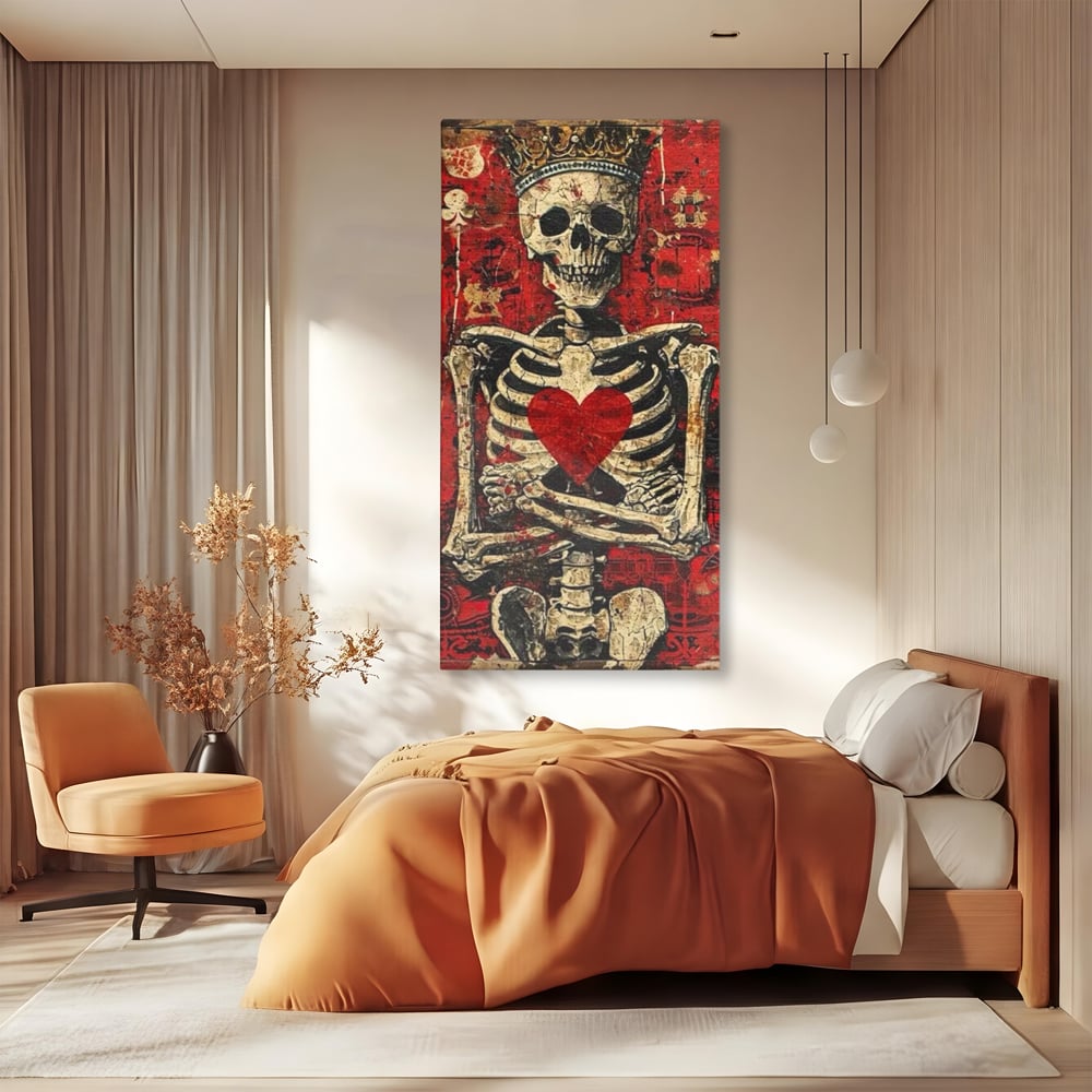 Tablou Canvas Premium LuxCanva® E1055, Regele de Inima Rosie, Carte, Joc, As, Regalitate, Putere, Living Room, Culori vibrante
