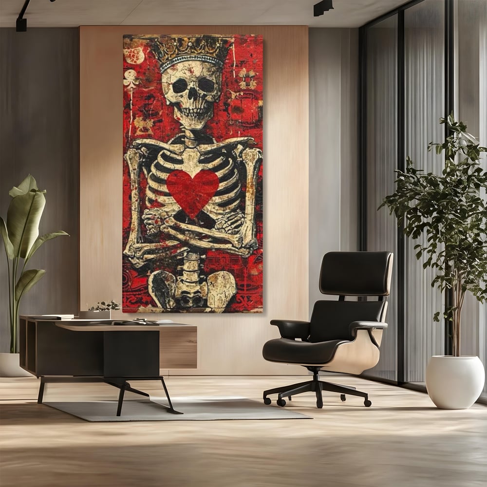 Tablou Canvas Premium LuxCanva® E1055, Regele de Inima Rosie, Carte, Joc, As, Regalitate, Putere, Living Room, Culori vibrante