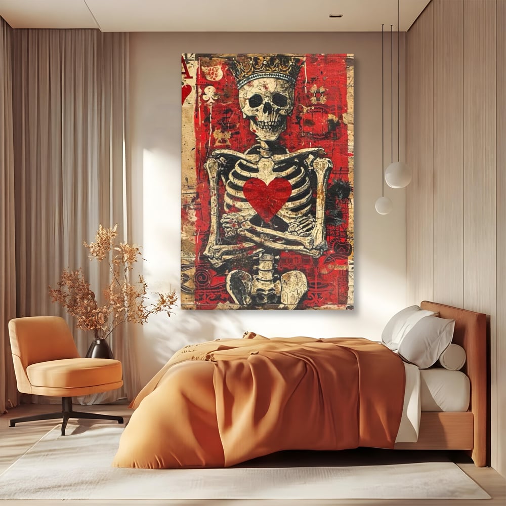 Tablou Canvas Premium LuxCanva® E1055, Regele de Inima Rosie, Carte, Joc, As, Regalitate, Putere, Living Room, Culori vibrante