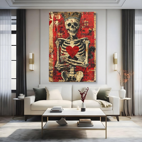 Tablou Canvas Premium LuxCanva® E1055, Regele de Inima Rosie, Carte, Joc, As, Regalitate, Putere, Living Room, Culori vibrante