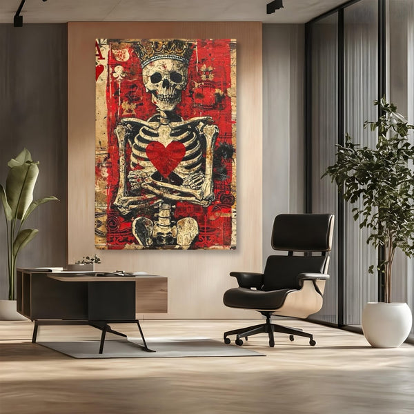 Tablou Canvas Premium LuxCanva® E1055, Regele de Inima Rosie, Carte, Joc, As, Regalitate, Putere, Living Room, Culori vibrante