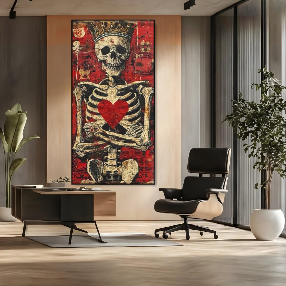 Tablou Canvas Premium LuxCanva® E1055, Regele de Inima Rosie, Carte, Joc, As, Regalitate, Putere, Living Room, Culori vibrante