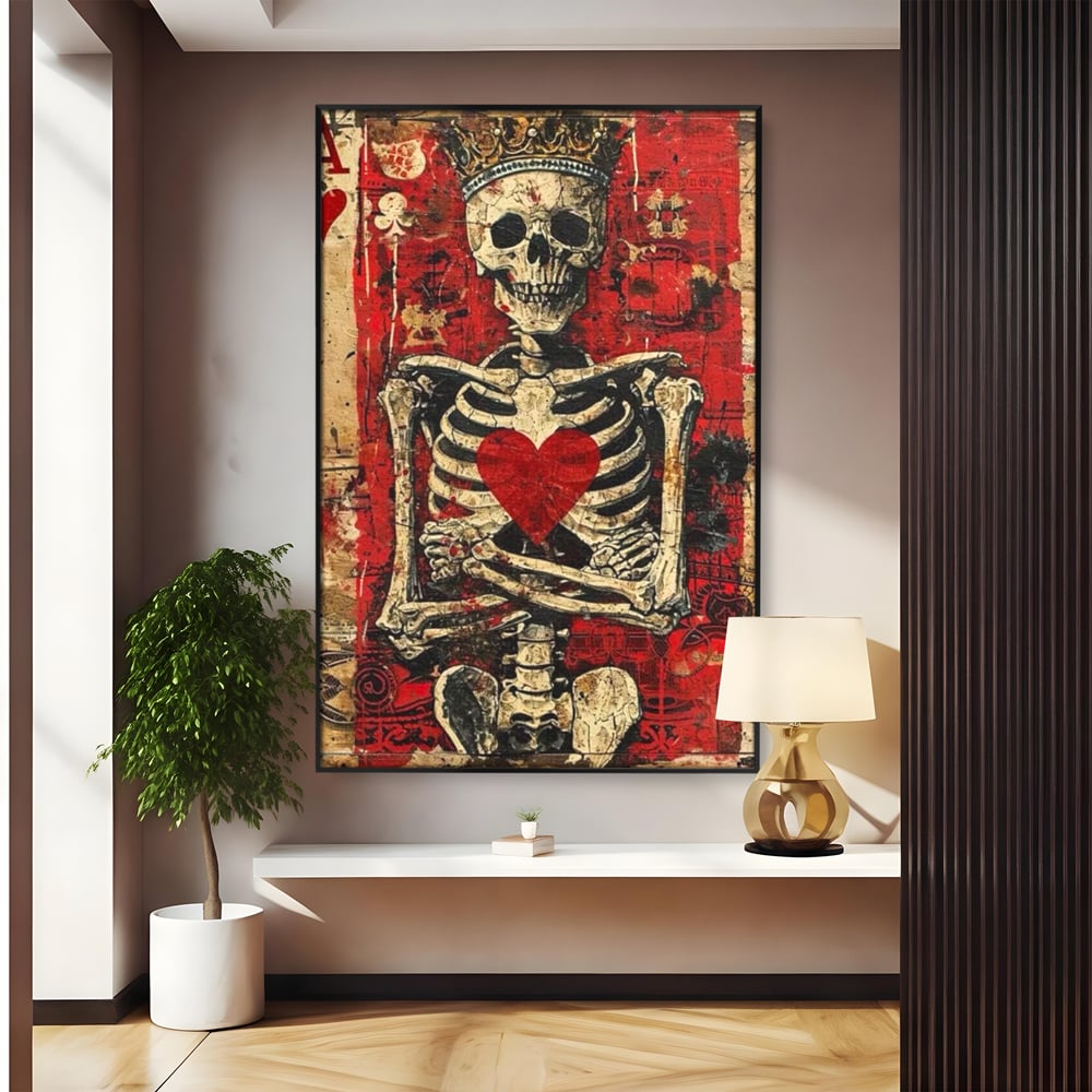 Tablou Canvas Premium LuxCanva® E1055, Regele de Inima Rosie, Carte, Joc, As, Regalitate, Putere, Living Room, Culori vibrante