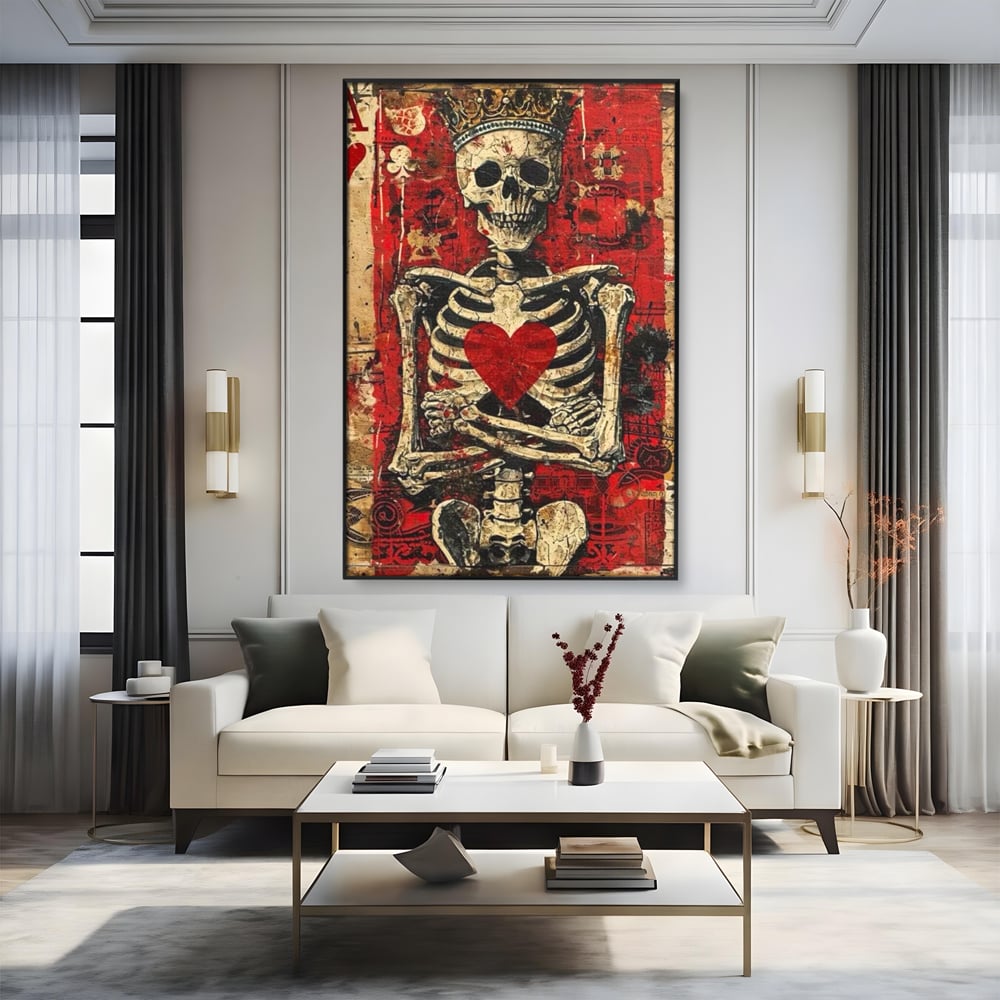 Tablou Canvas Premium LuxCanva® E1055, Regele de Inima Rosie, Carte, Joc, As, Regalitate, Putere, Living Room, Culori vibrante