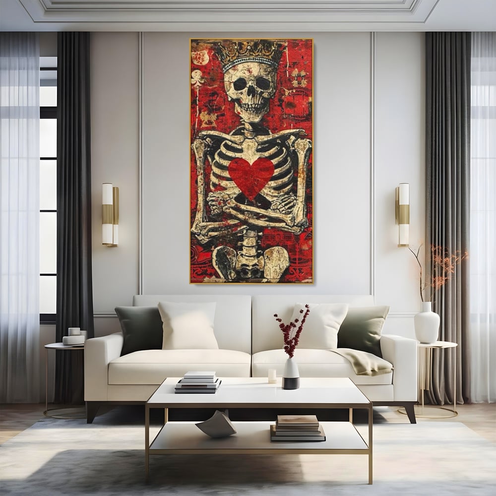 Tablou Canvas Premium LuxCanva® E1055, Regele de Inima Rosie, Carte, Joc, As, Regalitate, Putere, Living Room, Culori vibrante