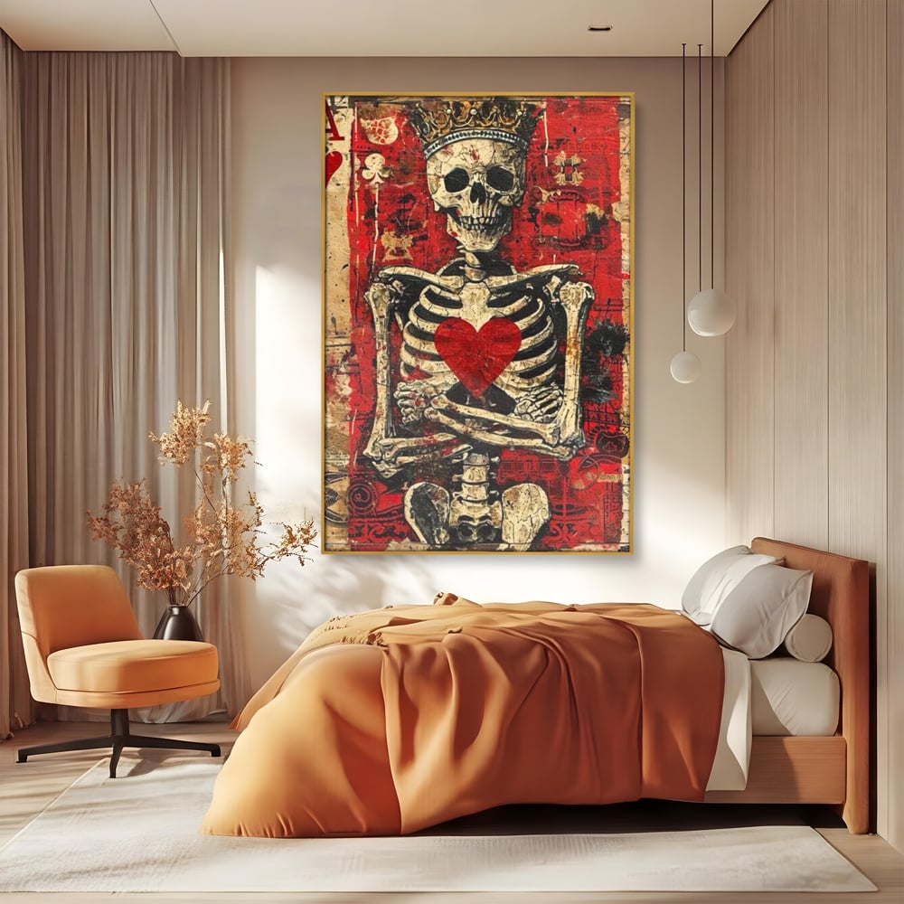 Tablou Canvas Premium LuxCanva® E1055, Regele de Inima Rosie, Carte, Joc, As, Regalitate, Putere, Living Room, Culori vibrante
