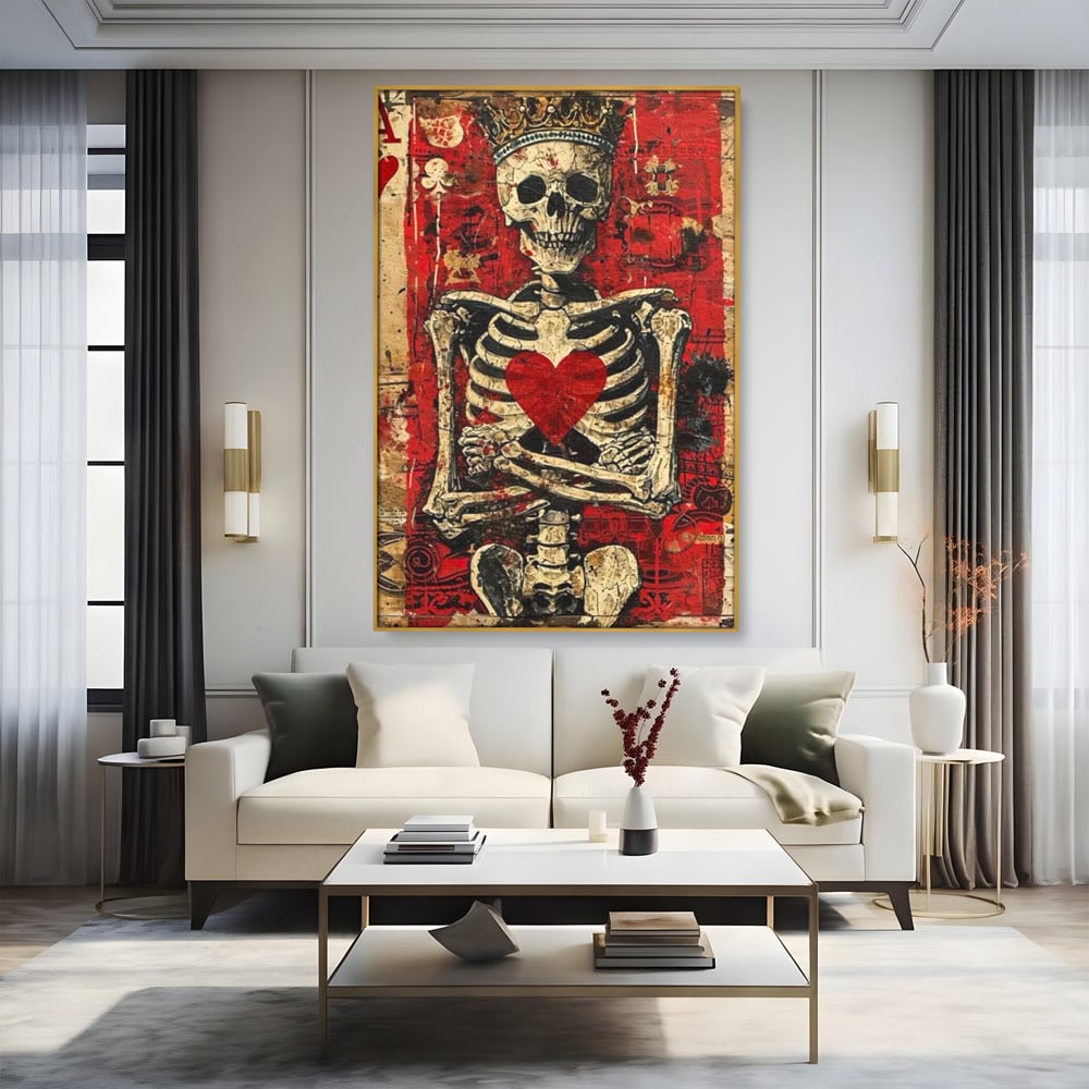 Tablou Canvas Premium LuxCanva® E1055, Regele de Inima Rosie, Carte, Joc, As, Regalitate, Putere, Living Room, Culori vibrante