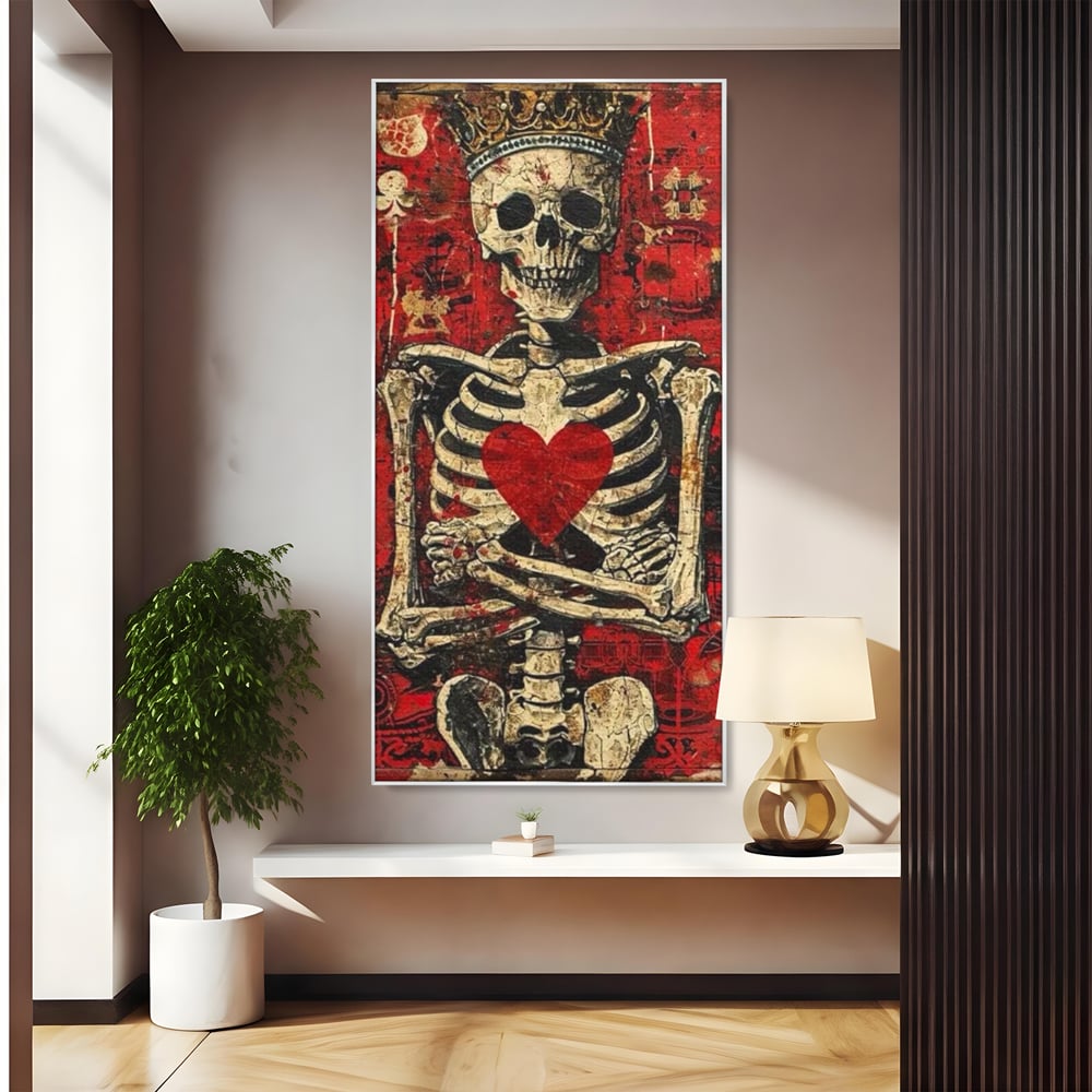 Tablou Canvas Premium LuxCanva® E1055, Regele de Inima Rosie, Carte, Joc, As, Regalitate, Putere, Living Room, Culori vibrante