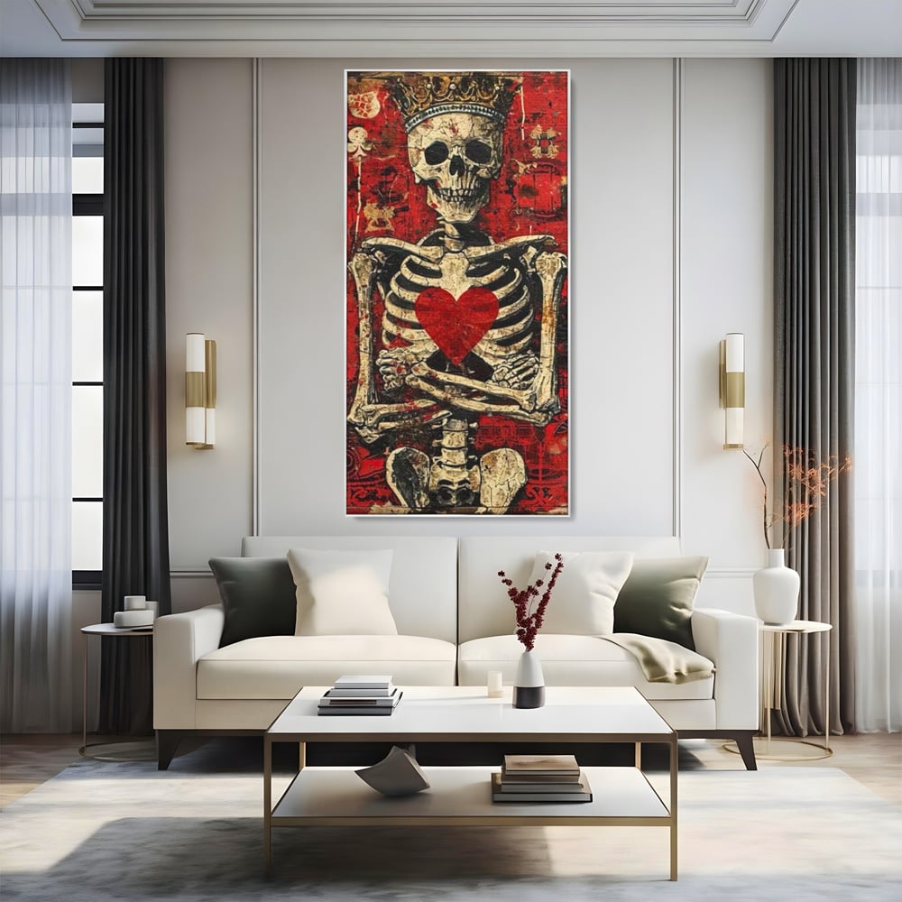 Tablou Canvas Premium LuxCanva® E1055, Regele de Inima Rosie, Carte, Joc, As, Regalitate, Putere, Living Room, Culori vibrante