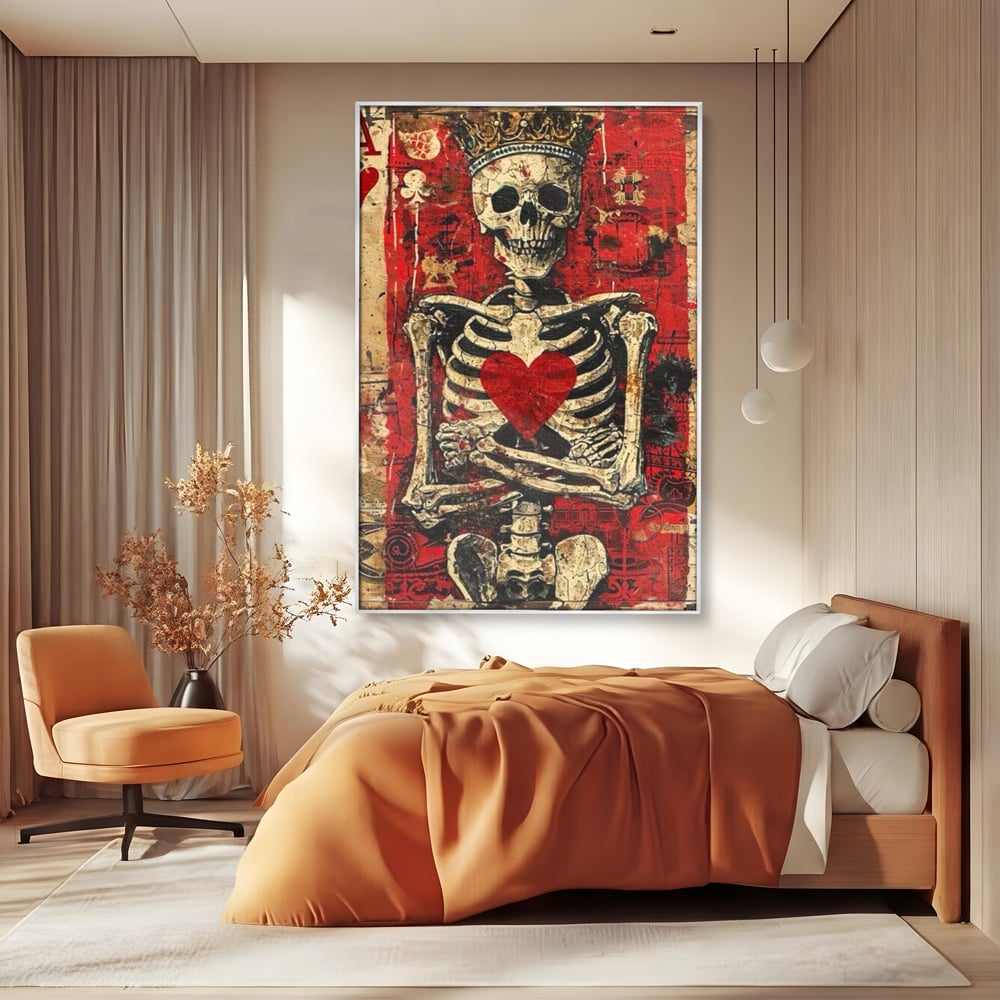 Tablou Canvas Premium LuxCanva® E1055, Regele de Inima Rosie, Carte, Joc, As, Regalitate, Putere, Living Room, Culori vibrante