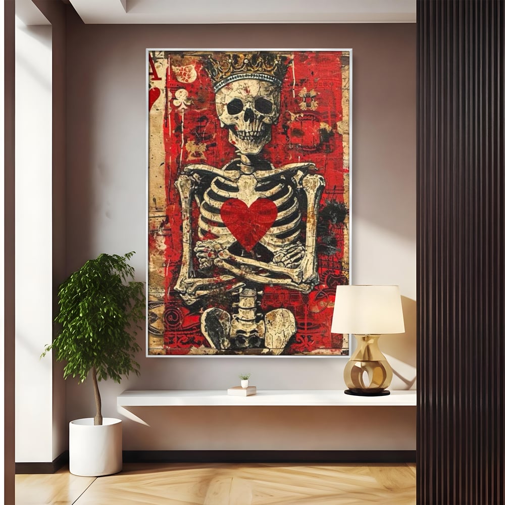 Tablou Canvas Premium LuxCanva® E1055, Regele de Inima Rosie, Carte, Joc, As, Regalitate, Putere, Living Room, Culori vibrante