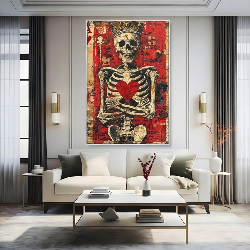 Tablou Canvas Premium LuxCanva® E1055, Regele de Inima Rosie, Carte, Joc, As, Regalitate, Putere, Living Room, Culori vibrante
