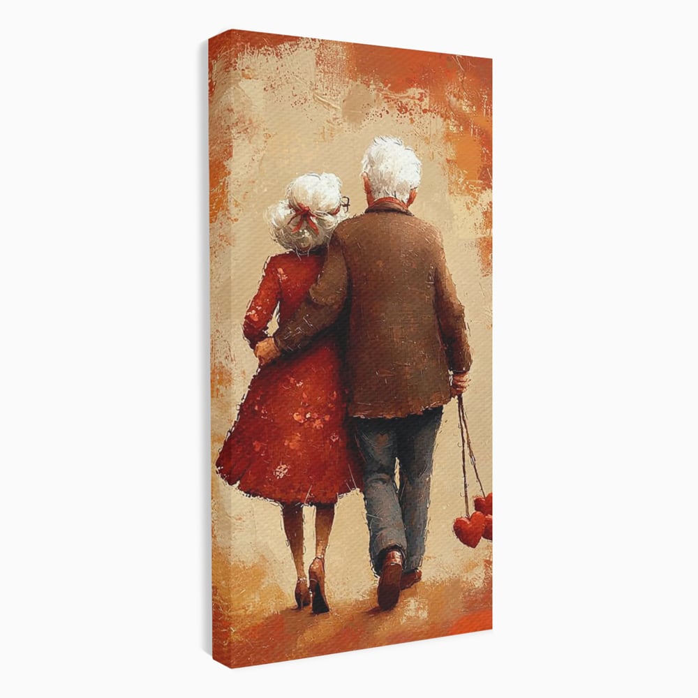 Tablou Canvas Premium, LuxCanva® E1056, Impreuna, Pana la Capat, Dragoste, Varsta, Batranete, Pasi, Plimbare, Sprijin, Timp, Mana, Drum, Cuplu, Tandrete, Eternitate, Living, Dormitor
