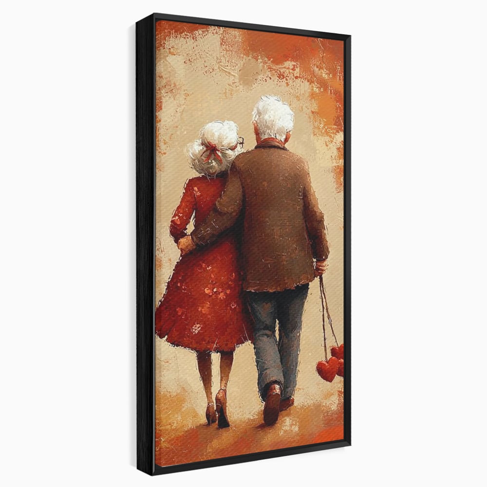Tablou Canvas Premium, LuxCanva® E1056, Impreuna, Pana la Capat, Dragoste, Varsta, Batranete, Pasi, Plimbare, Sprijin, Timp, Mana, Drum, Cuplu, Tandrete, Eternitate, Living, Dormitor