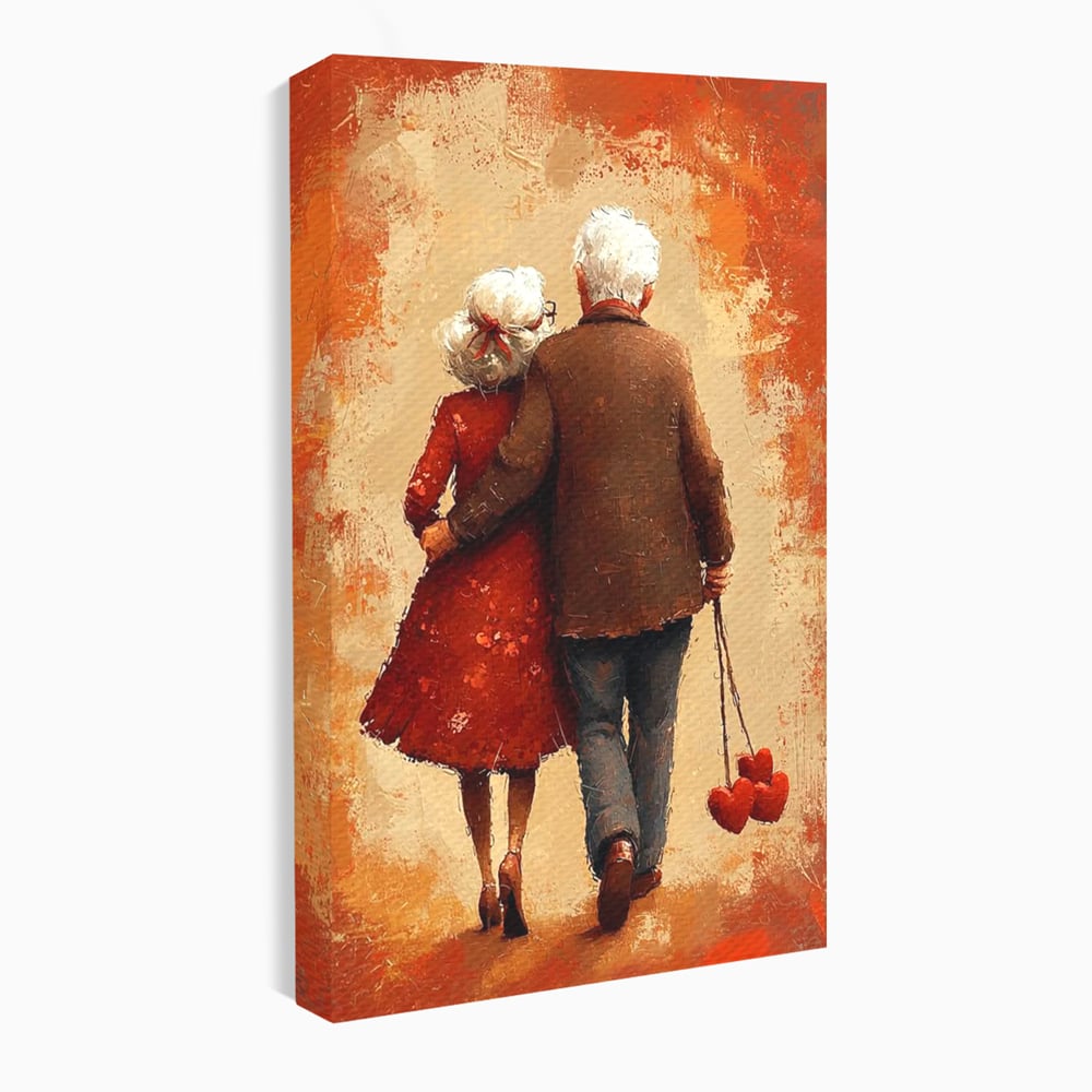 Tablou Canvas Premium, LuxCanva® E1056, Impreuna, Pana la Capat, Dragoste, Varsta, Batranete, Pasi, Plimbare, Sprijin, Timp, Mana, Drum, Cuplu, Tandrete, Eternitate, Living, Dormitor