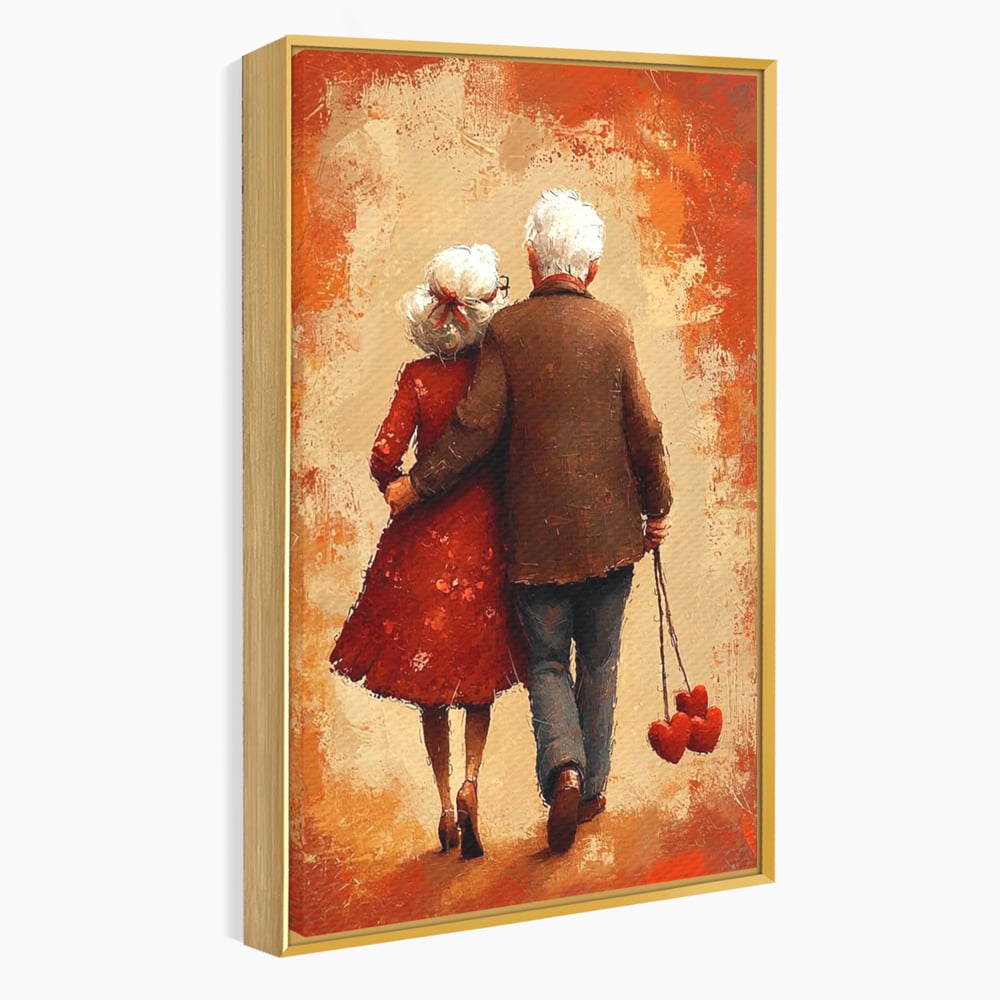 Tablou Canvas Premium, LuxCanva® E1056, Impreuna, Pana la Capat, Dragoste, Varsta, Batranete, Pasi, Plimbare, Sprijin, Timp, Mana, Drum, Cuplu, Tandrete, Eternitate, Living, Dormitor
