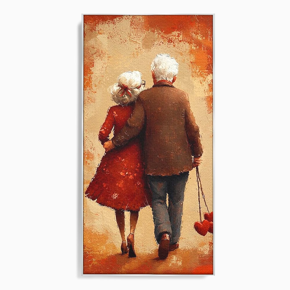 Tablou Canvas Premium, LuxCanva® E1056, Impreuna, Pana la Capat, Dragoste, Varsta, Batranete, Pasi, Plimbare, Sprijin, Timp, Mana, Drum, Cuplu, Tandrete, Eternitate, Living, Dormitor