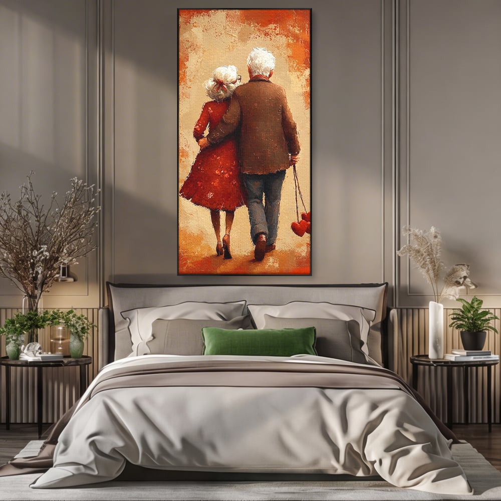 Tablou Canvas Premium, LuxCanva® E1056, Impreuna, Pana la Capat, Dragoste, Varsta, Batranete, Pasi, Plimbare, Sprijin, Timp, Mana, Drum, Cuplu, Tandrete, Eternitate, Living, Dormitor