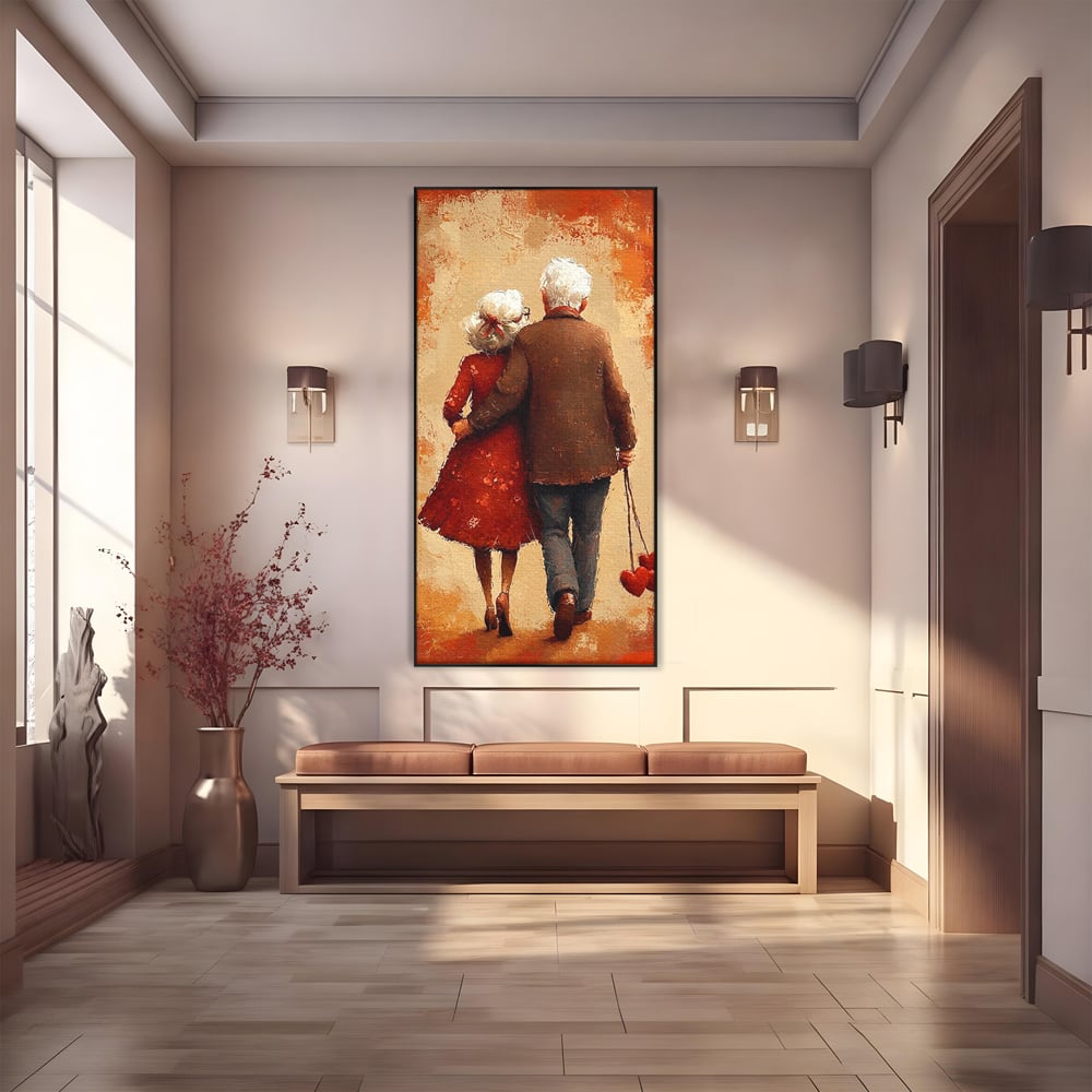 Tablou Canvas Premium, LuxCanva® E1056, Impreuna, Pana la Capat, Dragoste, Varsta, Batranete, Pasi, Plimbare, Sprijin, Timp, Mana, Drum, Cuplu, Tandrete, Eternitate, Living, Dormitor