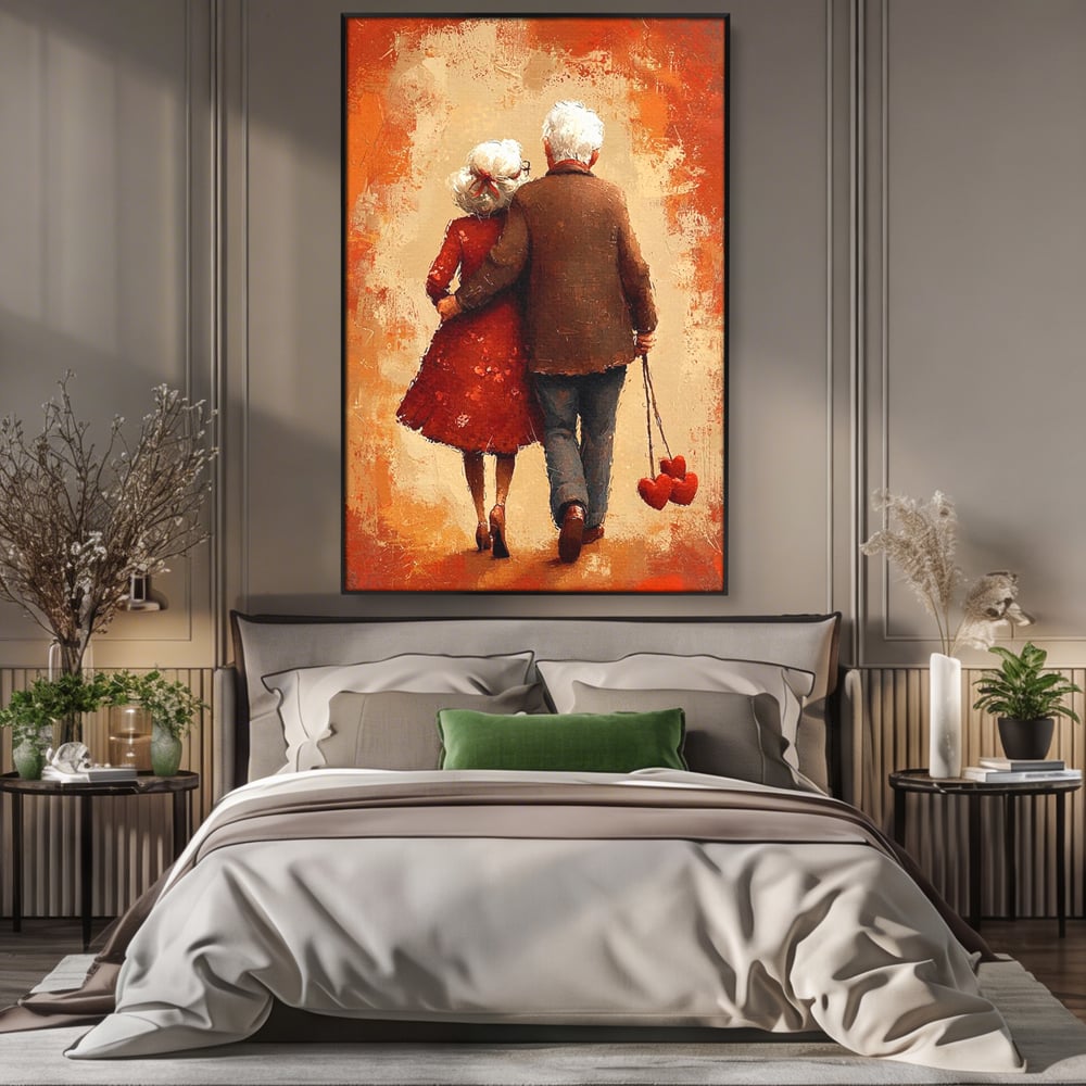 Tablou Canvas Premium, LuxCanva® E1056, Impreuna, Pana la Capat, Dragoste, Varsta, Batranete, Pasi, Plimbare, Sprijin, Timp, Mana, Drum, Cuplu, Tandrete, Eternitate, Living, Dormitor