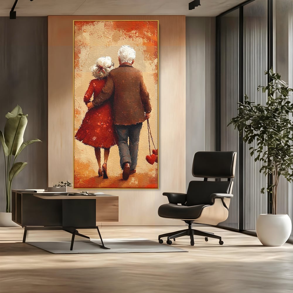 Tablou Canvas Premium, LuxCanva® E1056, Impreuna, Pana la Capat, Dragoste, Varsta, Batranete, Pasi, Plimbare, Sprijin, Timp, Mana, Drum, Cuplu, Tandrete, Eternitate, Living, Dormitor