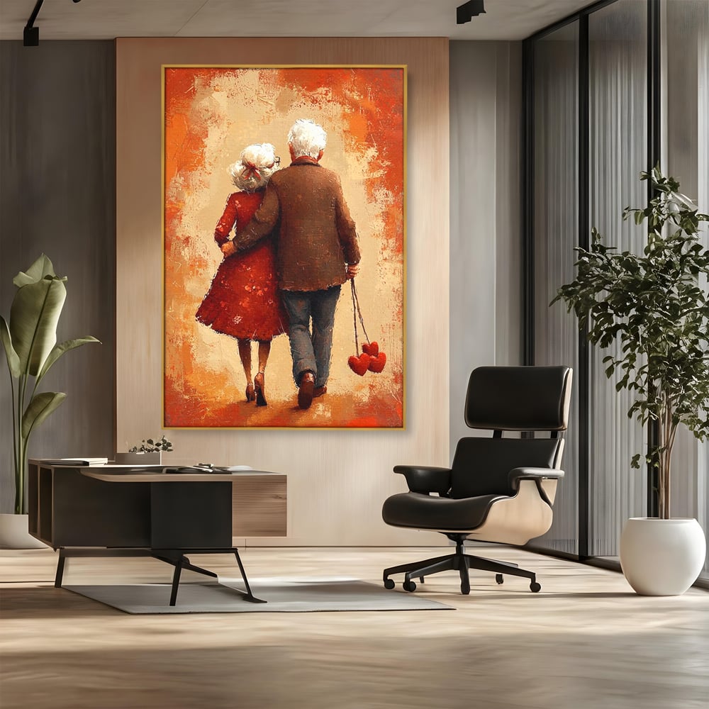 Tablou Canvas Premium, LuxCanva® E1056, Impreuna, Pana la Capat, Dragoste, Varsta, Batranete, Pasi, Plimbare, Sprijin, Timp, Mana, Drum, Cuplu, Tandrete, Eternitate, Living, Dormitor