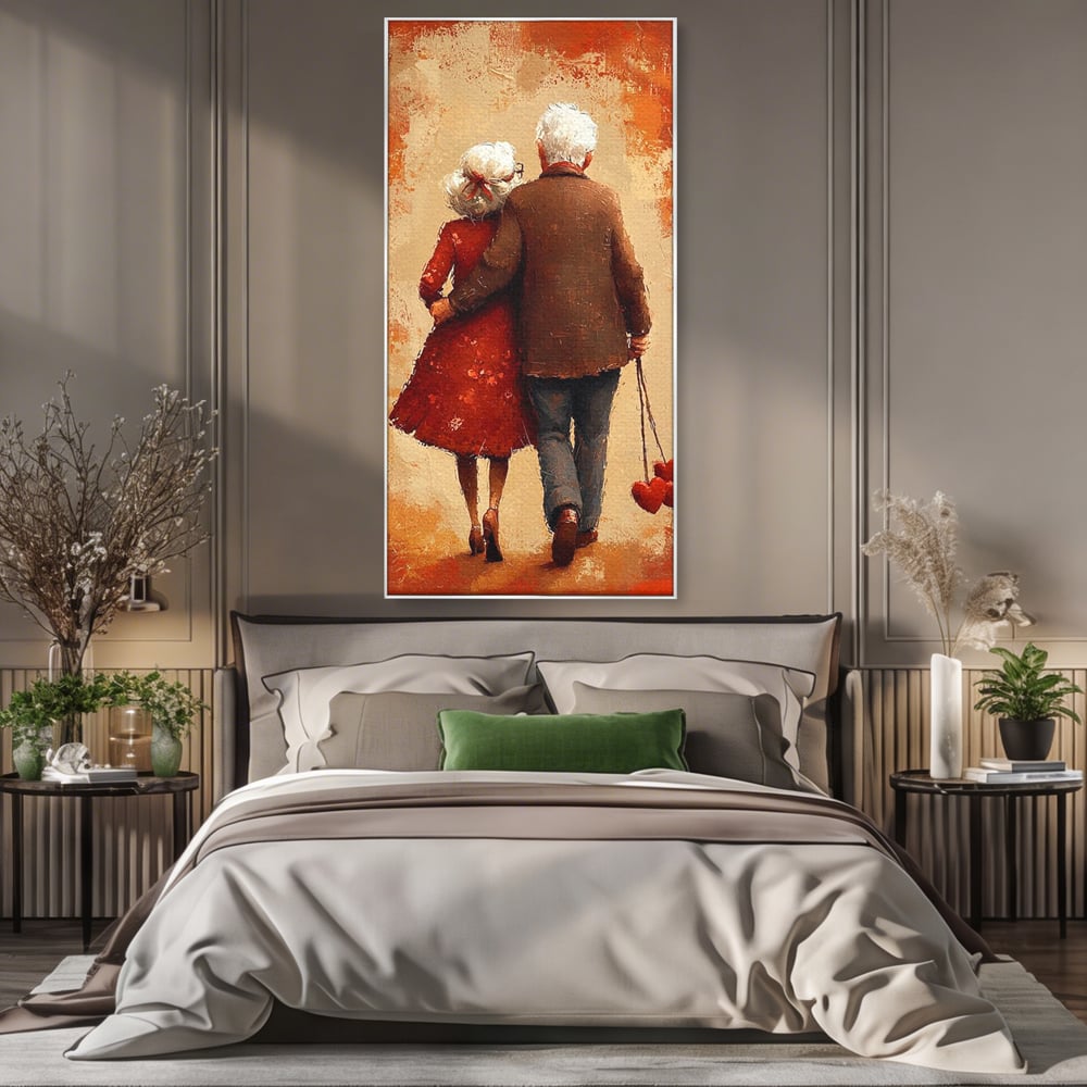 Tablou Canvas Premium, LuxCanva® E1056, Impreuna, Pana la Capat, Dragoste, Varsta, Batranete, Pasi, Plimbare, Sprijin, Timp, Mana, Drum, Cuplu, Tandrete, Eternitate, Living, Dormitor