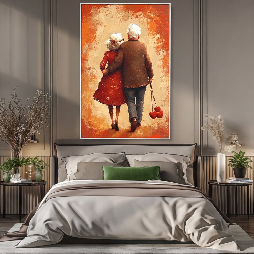 Tablou Canvas Premium, LuxCanva® E1056, Impreuna, Pana la Capat, Dragoste, Varsta, Batranete, Pasi, Plimbare, Sprijin, Timp, Mana, Drum, Cuplu, Tandrete, Eternitate, Living, Dormitor