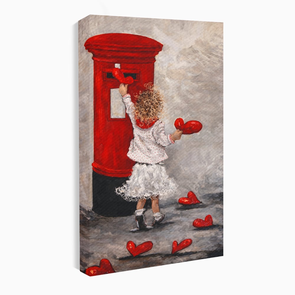 Tablou Canvas Premium, LuxCanva® E1057, Scrisori pentru Iubire, Dragoste, Cutie, Postala, Scrisori, Copil, Iubire, Sentimente, Scriere, Mesaj, Speranta, Gest, Inimi, Living, Dormitor