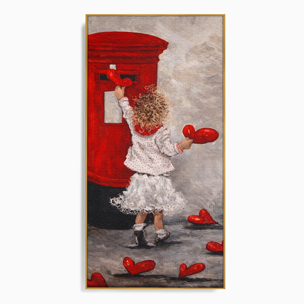 Tablou Canvas Premium, LuxCanva® E1057, Scrisori pentru Iubire, Dragoste, Cutie, Postala, Scrisori, Copil, Iubire, Sentimente, Scriere, Mesaj, Speranta, Gest, Inimi, Living, Dormitor