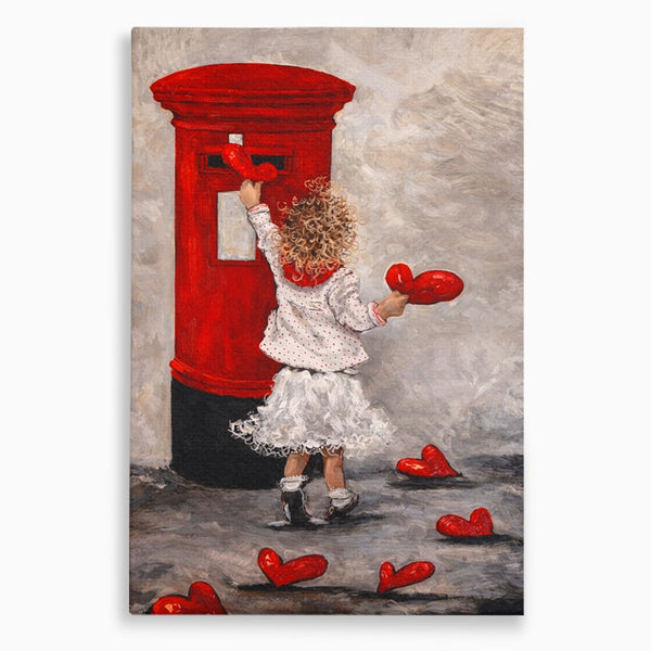 Tablou Canvas Premium, LuxCanva® E1057, Scrisori pentru Iubire, Dragoste, Cutie, Postala, Scrisori, Copil, Iubire, Sentimente, Scriere, Mesaj, Speranta, Gest, Inimi, Living, Dormitor