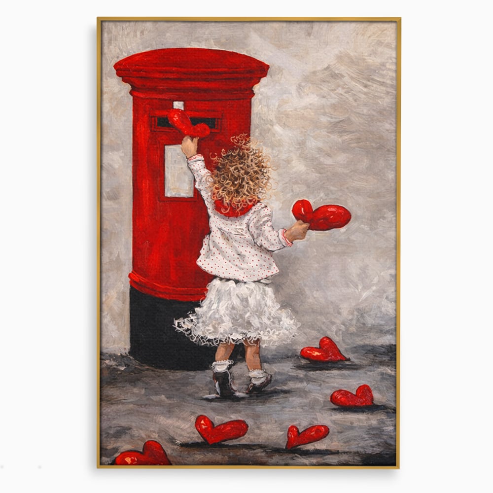 Tablou Canvas Premium, LuxCanva® E1057, Scrisori pentru Iubire, Dragoste, Cutie, Postala, Scrisori, Copil, Iubire, Sentimente, Scriere, Mesaj, Speranta, Gest, Inimi, Living, Dormitor