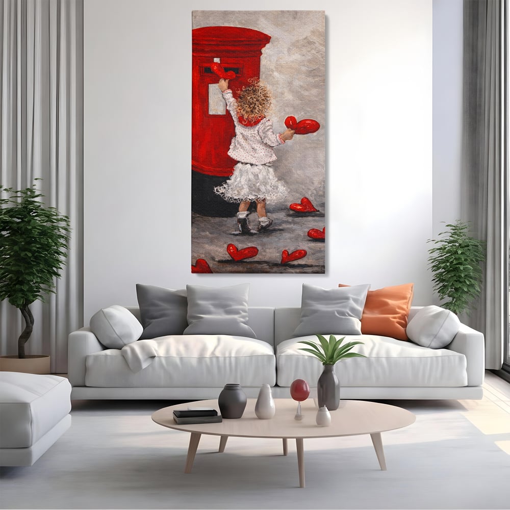 Tablou Canvas Premium, LuxCanva® E1057, Scrisori pentru Iubire, Dragoste, Cutie, Postala, Scrisori, Copil, Iubire, Sentimente, Scriere, Mesaj, Speranta, Gest, Inimi, Living, Dormitor