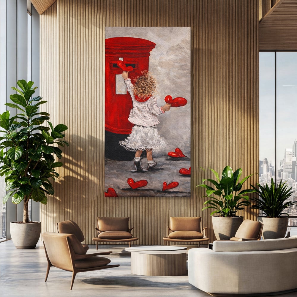 Tablou Canvas Premium, LuxCanva® E1057, Scrisori pentru Iubire, Dragoste, Cutie, Postala, Scrisori, Copil, Iubire, Sentimente, Scriere, Mesaj, Speranta, Gest, Inimi, Living, Dormitor
