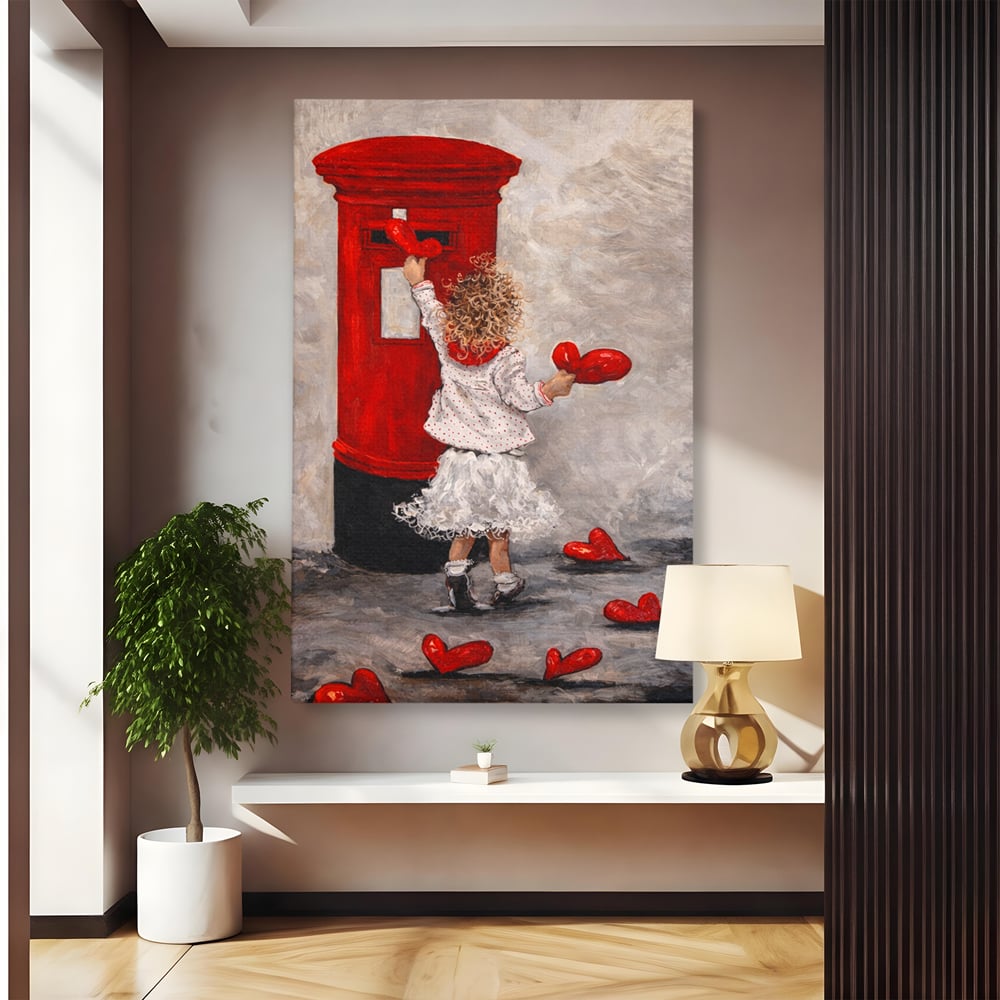 Tablou Canvas Premium, LuxCanva® E1057, Scrisori pentru Iubire, Dragoste, Cutie, Postala, Scrisori, Copil, Iubire, Sentimente, Scriere, Mesaj, Speranta, Gest, Inimi, Living, Dormitor