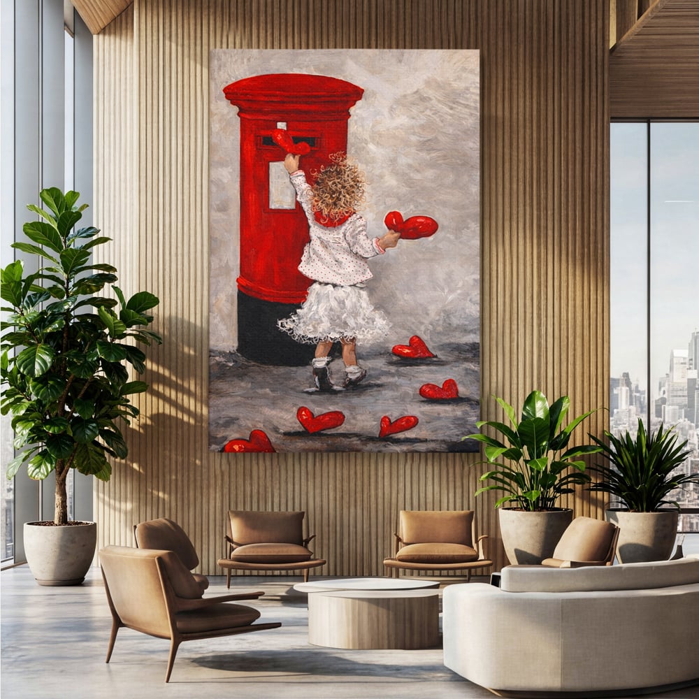 Tablou Canvas Premium, LuxCanva® E1057, Scrisori pentru Iubire, Dragoste, Cutie, Postala, Scrisori, Copil, Iubire, Sentimente, Scriere, Mesaj, Speranta, Gest, Inimi, Living, Dormitor