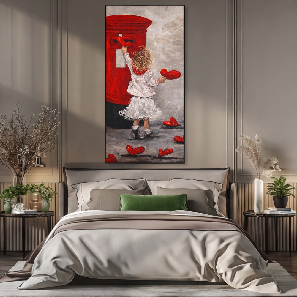 Tablou Canvas Premium, LuxCanva® E1057, Scrisori pentru Iubire, Dragoste, Cutie, Postala, Scrisori, Copil, Iubire, Sentimente, Scriere, Mesaj, Speranta, Gest, Inimi, Living, Dormitor