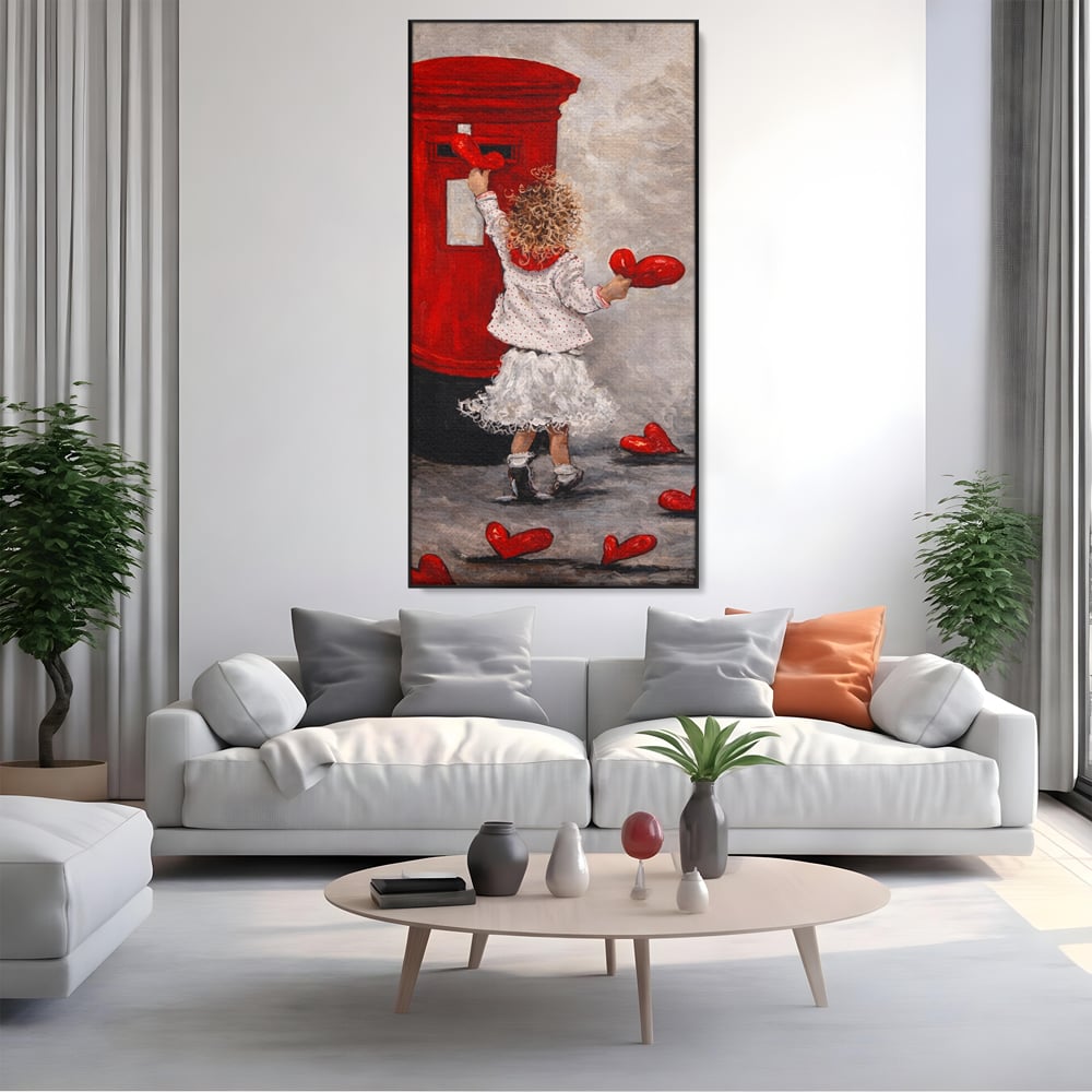 Tablou Canvas Premium, LuxCanva® E1057, Scrisori pentru Iubire, Dragoste, Cutie, Postala, Scrisori, Copil, Iubire, Sentimente, Scriere, Mesaj, Speranta, Gest, Inimi, Living, Dormitor