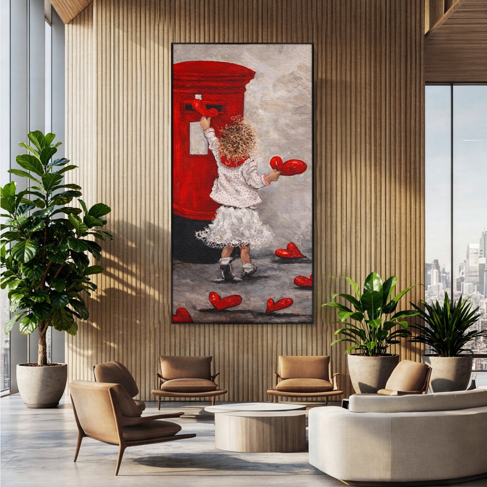 Tablou Canvas Premium, LuxCanva® E1057, Scrisori pentru Iubire, Dragoste, Cutie, Postala, Scrisori, Copil, Iubire, Sentimente, Scriere, Mesaj, Speranta, Gest, Inimi, Living, Dormitor