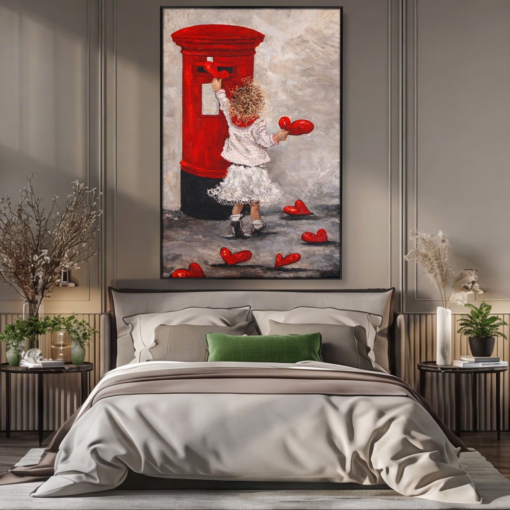 Tablou Canvas Premium, LuxCanva® E1057, Scrisori pentru Iubire, Dragoste, Cutie, Postala, Scrisori, Copil, Iubire, Sentimente, Scriere, Mesaj, Speranta, Gest, Inimi, Living, Dormitor