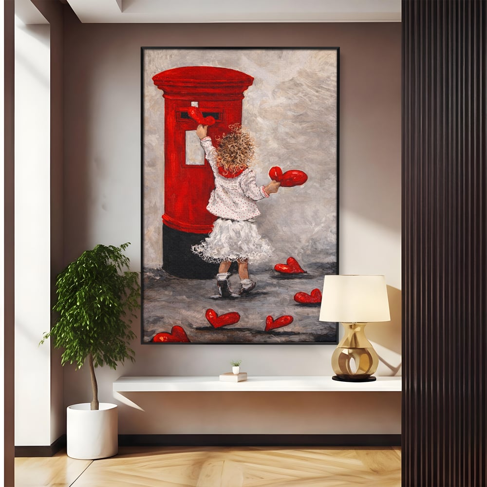 Tablou Canvas Premium, LuxCanva® E1057, Scrisori pentru Iubire, Dragoste, Cutie, Postala, Scrisori, Copil, Iubire, Sentimente, Scriere, Mesaj, Speranta, Gest, Inimi, Living, Dormitor