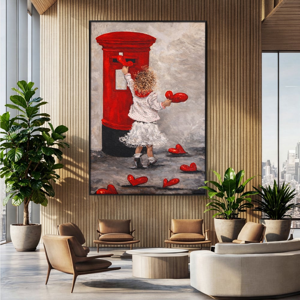 Tablou Canvas Premium, LuxCanva® E1057, Scrisori pentru Iubire, Dragoste, Cutie, Postala, Scrisori, Copil, Iubire, Sentimente, Scriere, Mesaj, Speranta, Gest, Inimi, Living, Dormitor