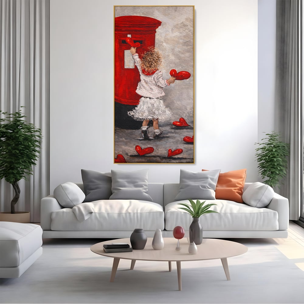 Tablou Canvas Premium, LuxCanva® E1057, Scrisori pentru Iubire, Dragoste, Cutie, Postala, Scrisori, Copil, Iubire, Sentimente, Scriere, Mesaj, Speranta, Gest, Inimi, Living, Dormitor